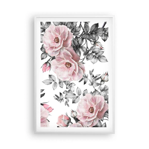Affiche dans un cadre blanc - Poster - Se perdre dans les fleurs des roses - 61x91 cm