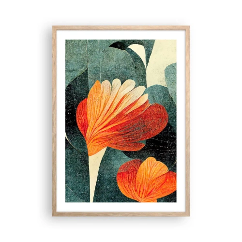 Affiche dans un chêne clair - Poster - La chaleur des tropiques et la fraîcheur de la verdure - 50x70 cm