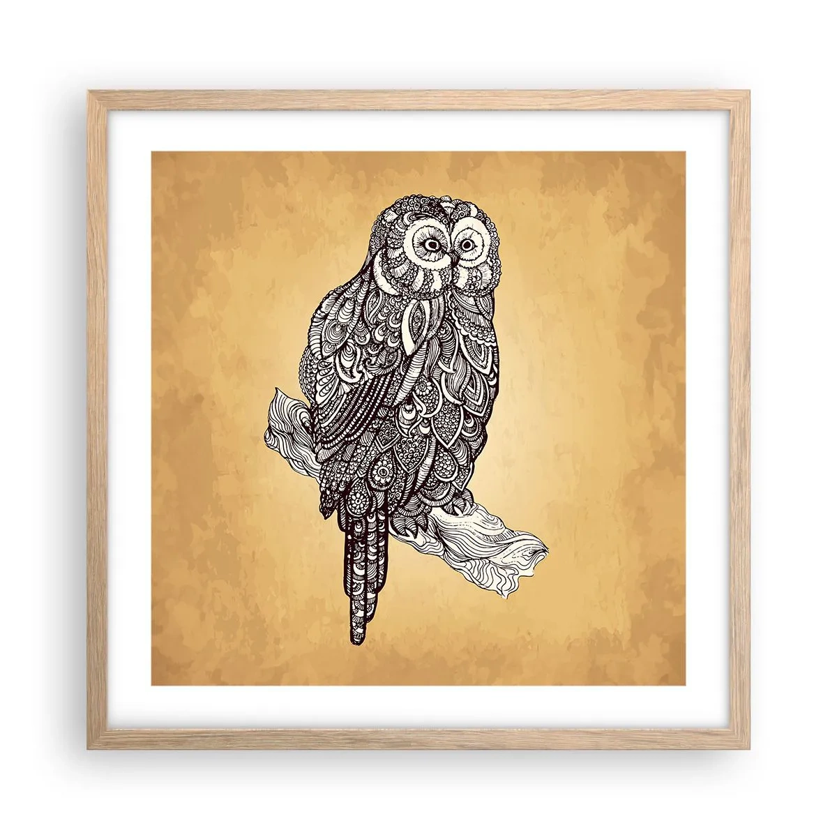 Affiche dans un chêne clair - Poster - Ornements complexes de sagesse - 50x50 cm