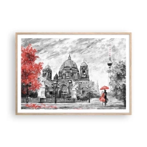 Affiche dans un chêne clair - Poster - Rencontre berlinoise - 100x70 cm