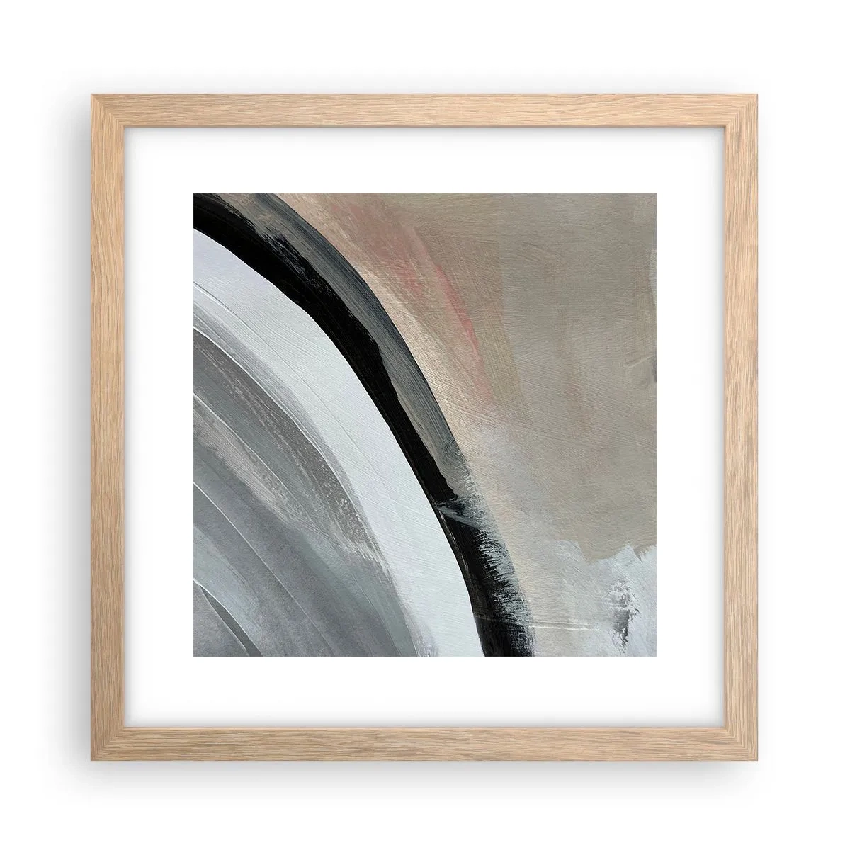 Affiche dans un chêne clair - Poster - Composition : arc de noir et gris - 30x30 cm