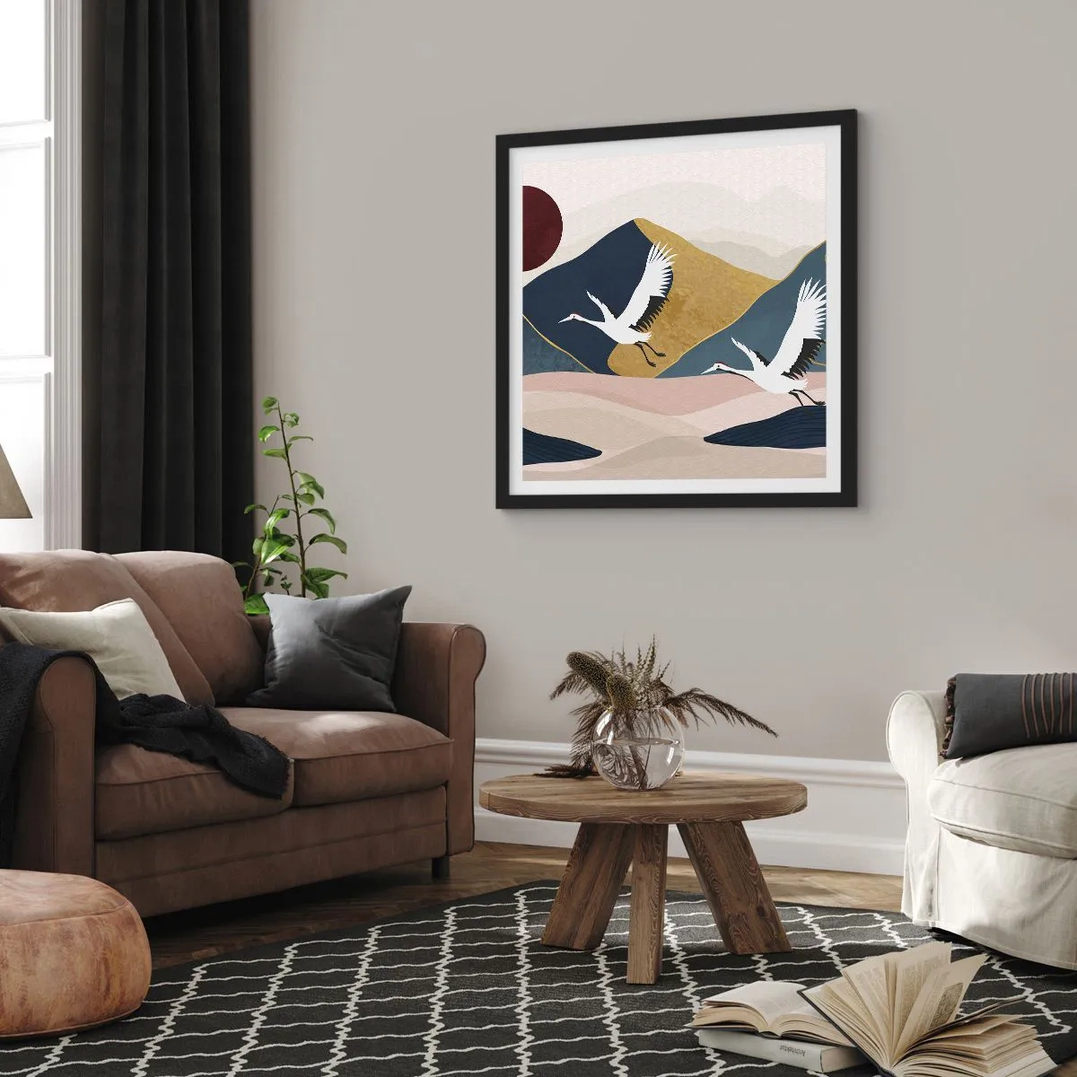 Affiche dans un cadre noir - Poster - Encore une fois, la journée s'est ÉCOULÉE - 40x40 cm