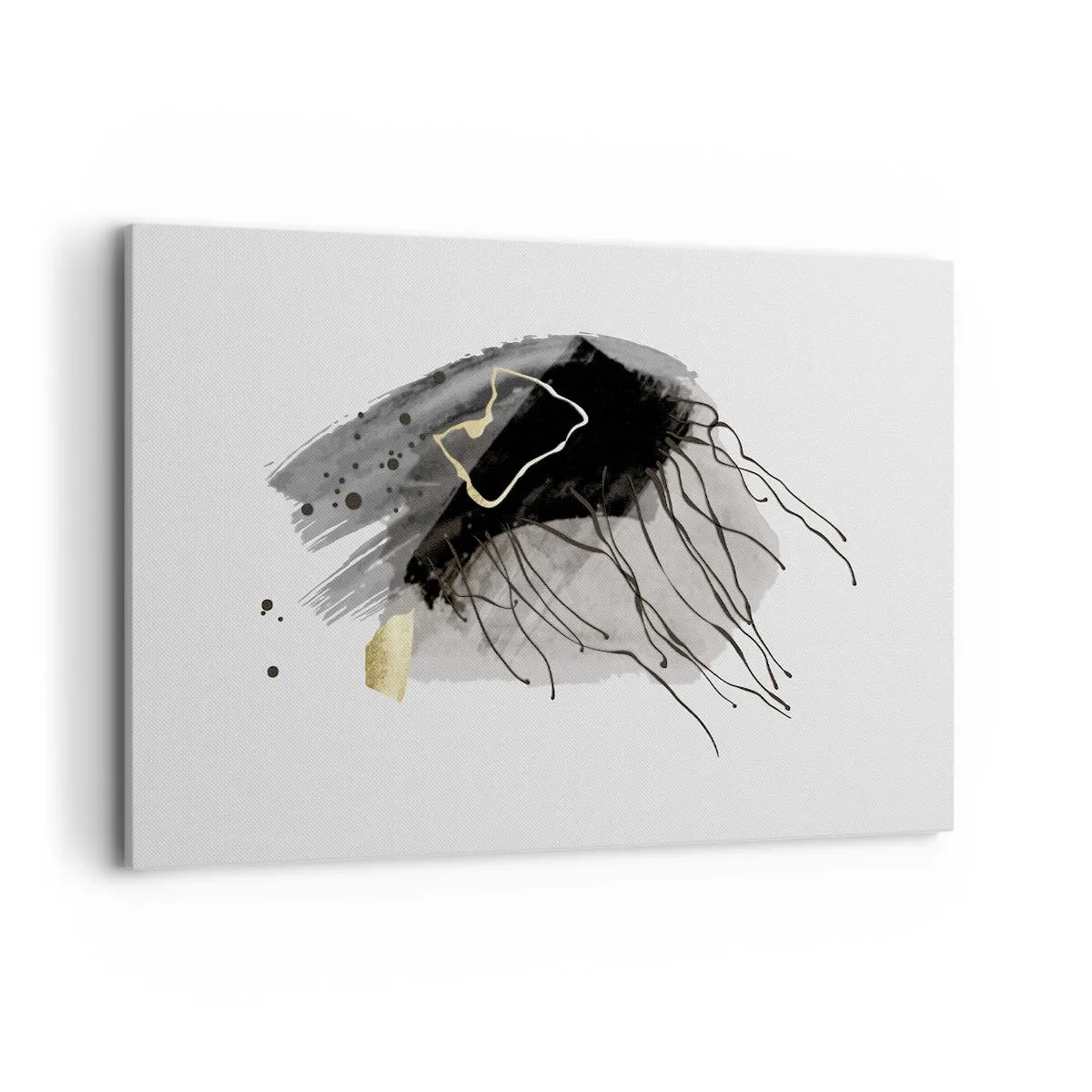 Impression sur toile - Image sur toile - Une composition abstraite avec des accents de noir et d'or. - 120x80cm - En noir et en or - Décoration murale moderne pour le salon et la chambre ARTTOR