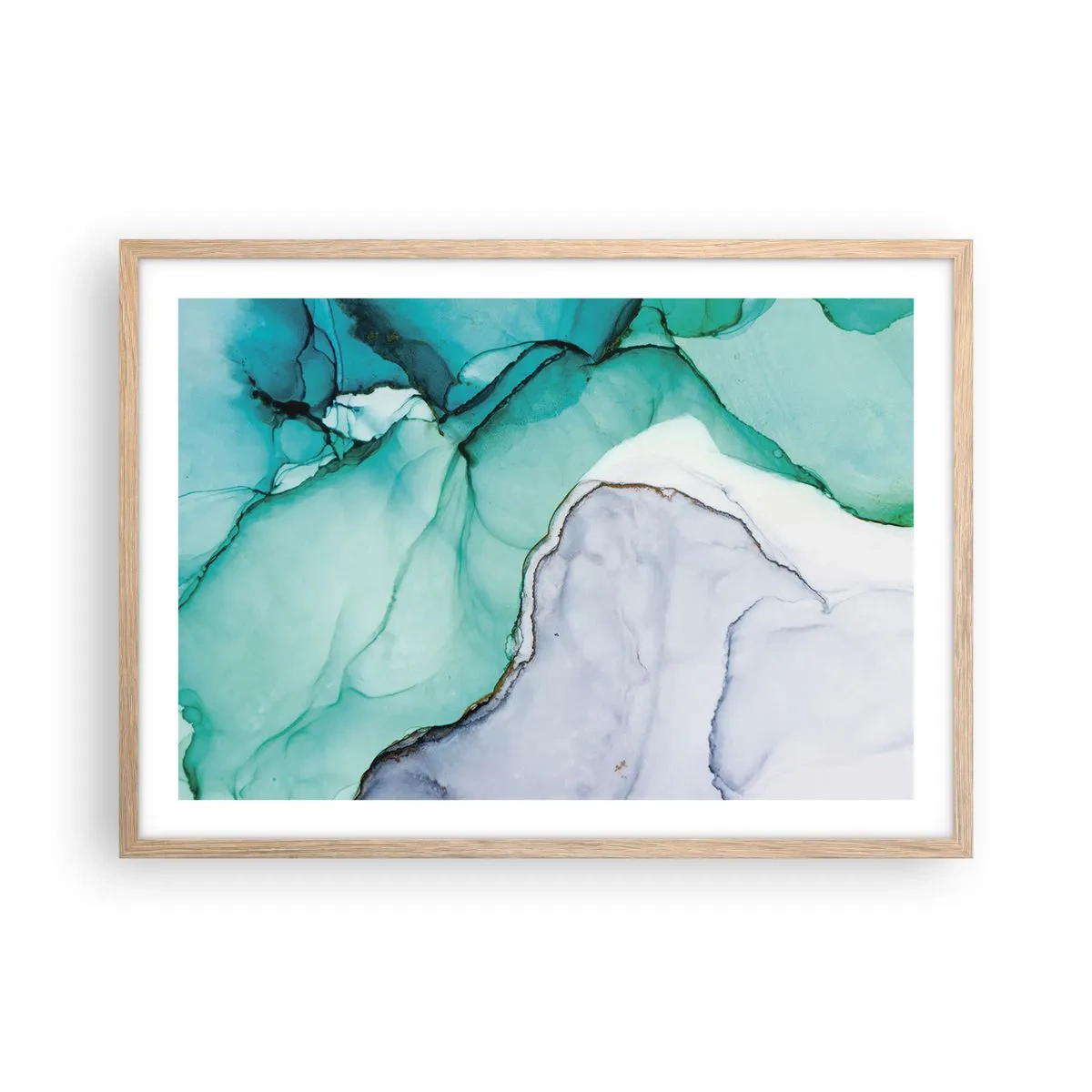 Affiche dans un chêne clair - Poster - Étude de turquoise - 70x50 cm