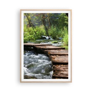 Affiche dans un chêne clair - Poster - Au-dessus de la cascade mousseuse - 70x100 cm