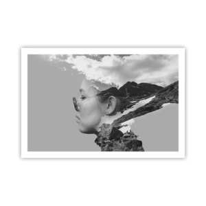 Affiche - Poster - Portrait de montagnes et nuages - 91x61 cm