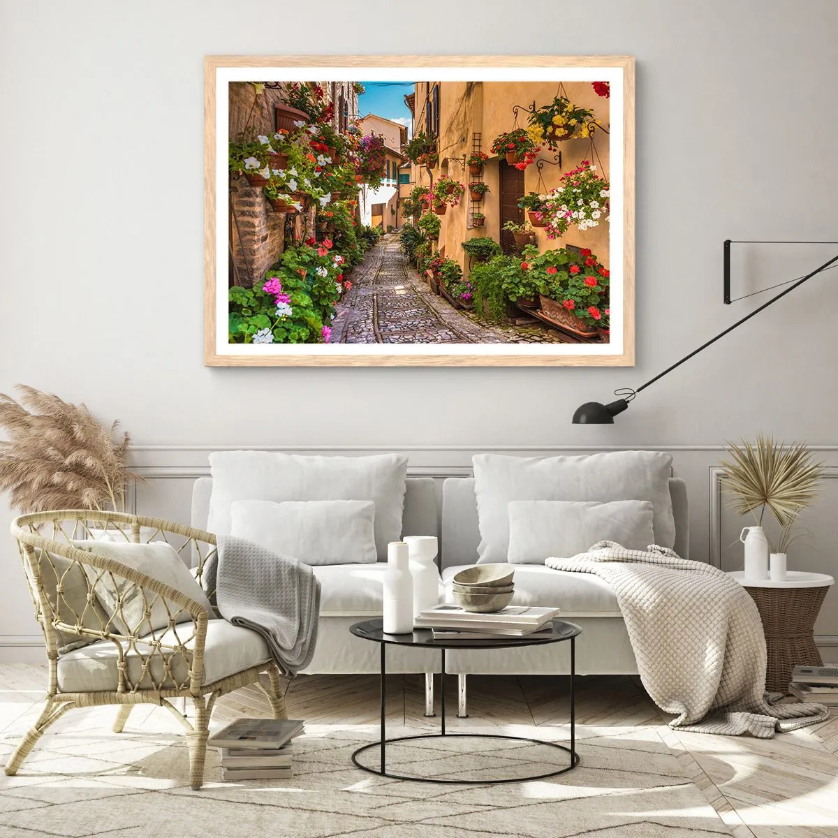 Affiche dans un chêne clair - Poster - Ruelle italienne - 100x70 cm