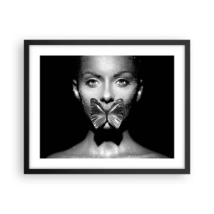 Affiche dans un cadre noir - Poster - Baiser papillon - 50x40 cm