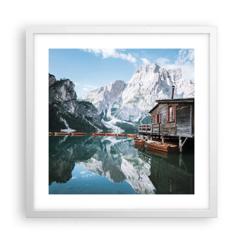Affiche dans un cadre blanc - Poster - Un matin cristallin en montagne - 40x40 cm