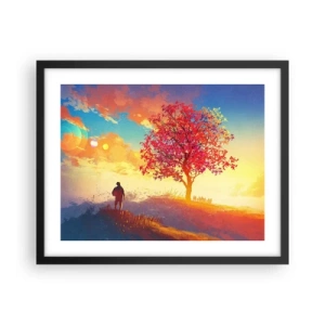 Affiche dans un cadre noir - Poster - Pèlerin à destination - 50x40 cm