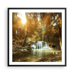 Affiche dans un cadre noir - Poster - Cascade du parc - 60x60 cm
