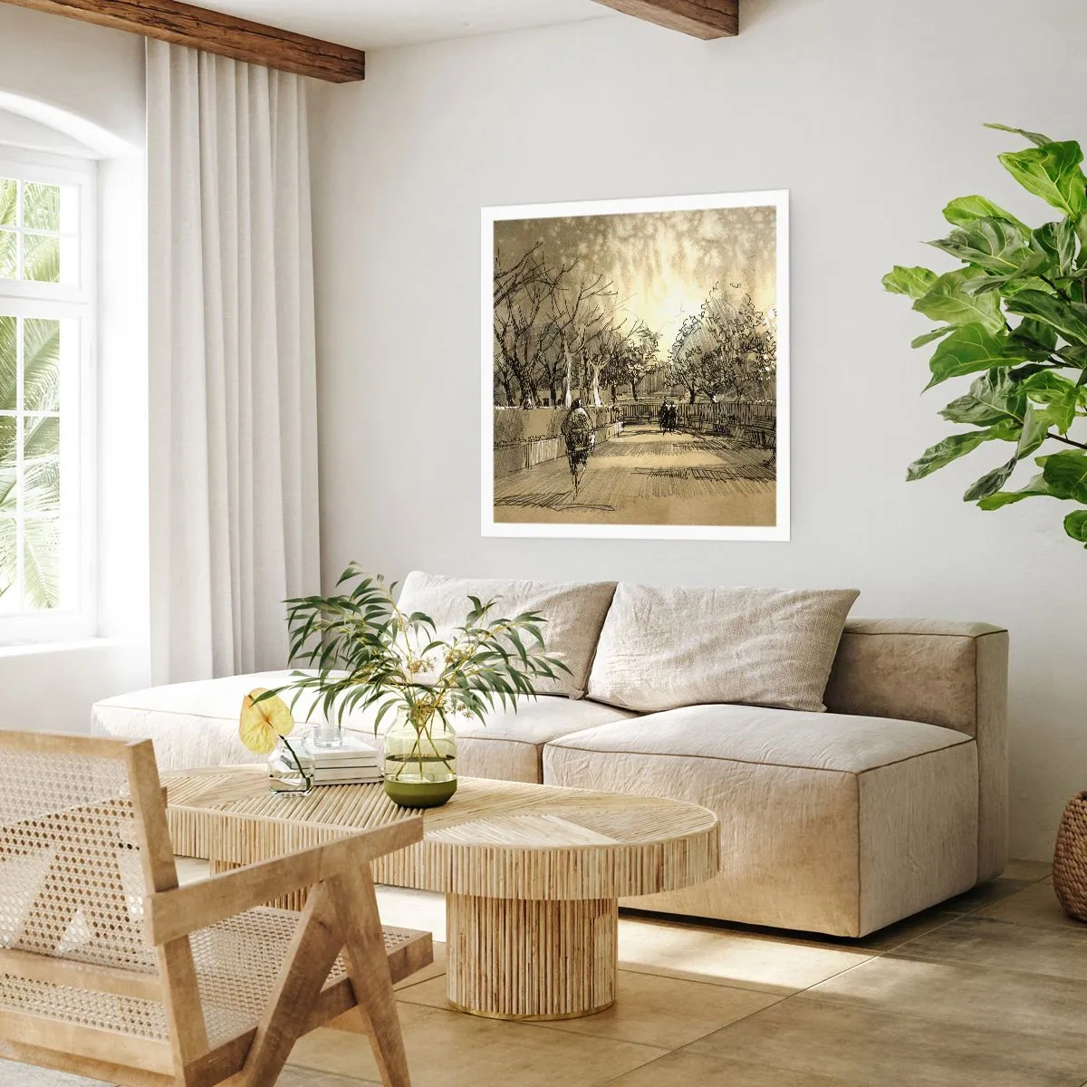 Affiche - Poster - Un moment arrêté avec une plume - 60x60 cm