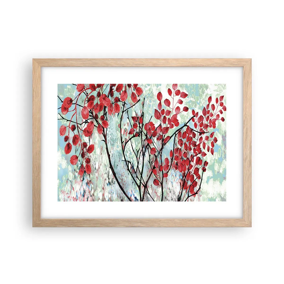 Affiche dans un chêne clair - Poster - Arbre en écarlate - 40x30 cm