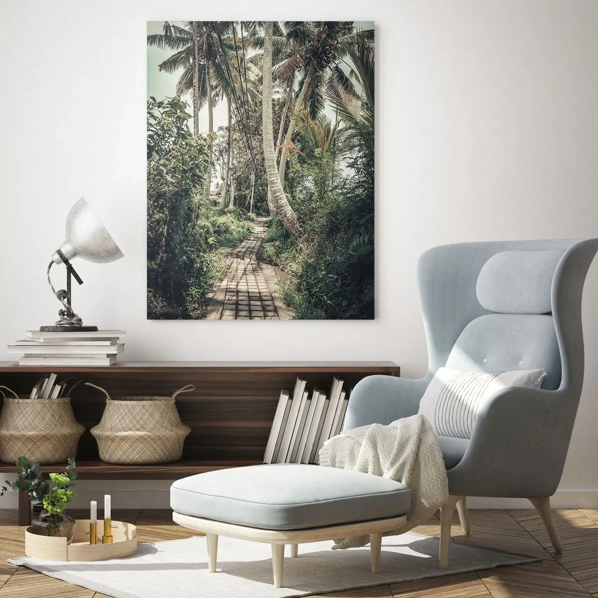 Impression sur verre - Image sur verre - Allée des palmiers - 70x100 cm