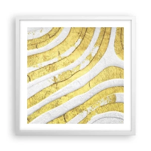 Affiche dans un cadre blanc - Poster - Composition en blanc et or - 50x50 cm