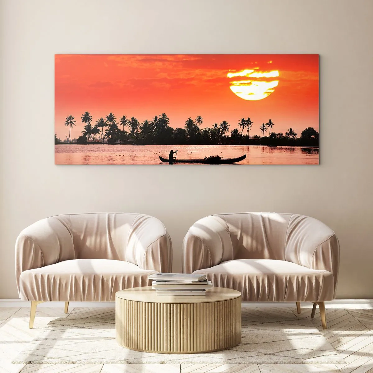 Impression sur verre - Image sur verre - La tranquillité des tropiques au coucher du soleil - 90x30 cm