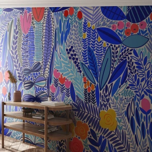 Papier Peint Autocollant Deluxe Sticker - Jardin hawaïen - Fleurs, Feuilles, Prairie - 400x280 cm