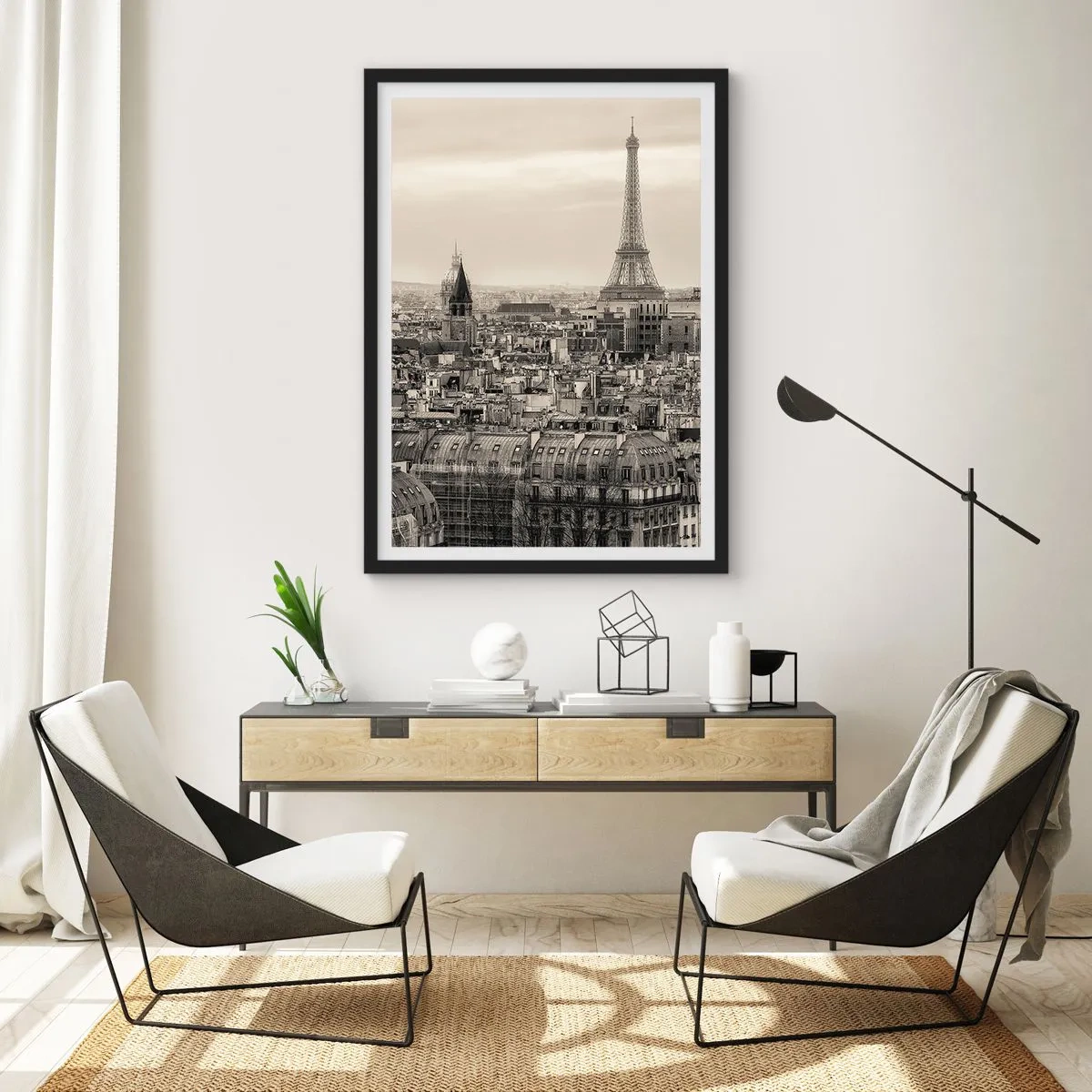 Affiche dans un cadre noir - Poster - Sur les toits de Paris - 40x50 cm