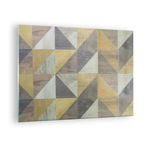 Impression sur verre - Image sur verre - Motif géométrique de triangles aux couleurs sobres - 70x50cm - Suivant l'angle du triangle - Décoration murale moderne pour le salon et la chambre ARTTOR