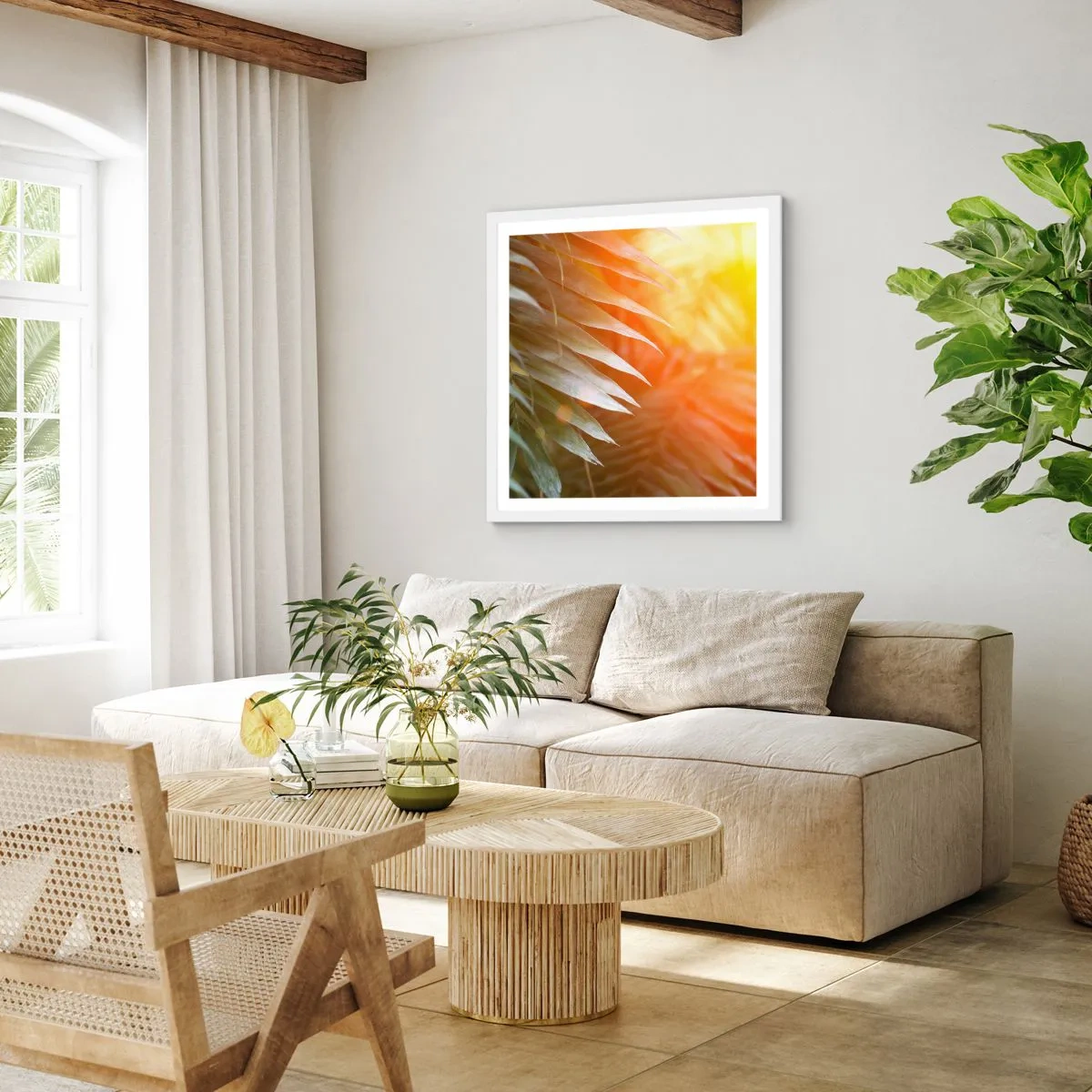 Affiche dans un cadre blanc - Poster - Matinée dans la jungle - 40x40 cm