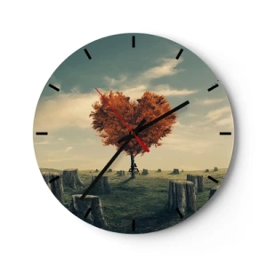 Horloge murale - Pendule murale - Un arbre en forme de cœur entouré de troncs contre le ciel - 30x30cm - Il y a toujours de l'espoir - Décoration murale moderne pour le salon, la cuisine et la chambre ARTTOR