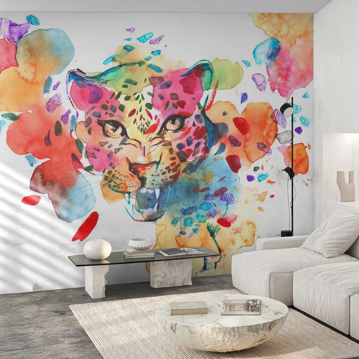 Papier Peint Autocollant Deluxe Sticker - La belle et la Bête - Panthère, Animaux, Abstraction - 350x256 cm