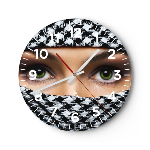 Horloge murale - Pendule murale - Un portrait d'une beauté voilée aux yeux verts - 30x30 cm