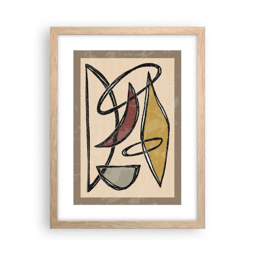 Affiche dans un chêne clair - Poster - Composition – arcs et ovales - 30x40 cm