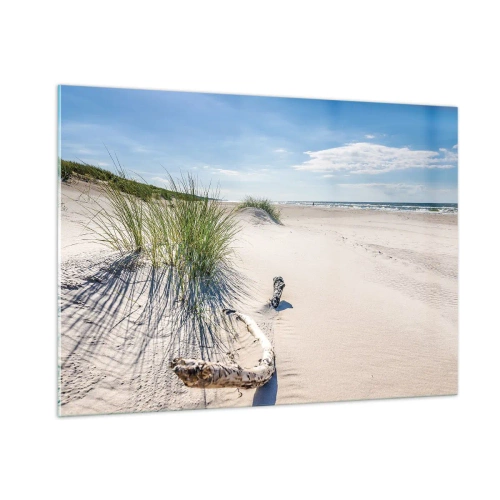 Impression sur verre - Image sur verre - Une plage ensoleillée avec des dunes et des herbiers marins - 100x70cm - La plus belle? La Baltique - Décoration murale moderne pour le salon et la chambre ARTTOR