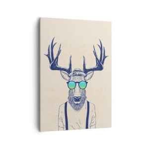 Impression sur toile - Image sur toile - Cerf stylisé avec des lunettes de soleil - 50x70cm - A qui vous attendiez-vous ? - Décoration murale moderne pour le salon et la chambre ARTTOR