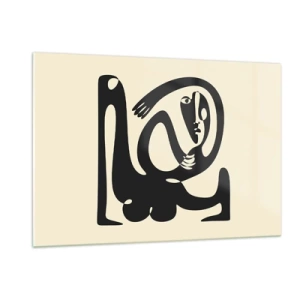 Impression sur verre - Image sur verre - Portrait abstrait dans un style rappelant Picasso - 120x80cm - Presque du Picasso - Décoration murale moderne pour le salon et la chambre ARTTOR