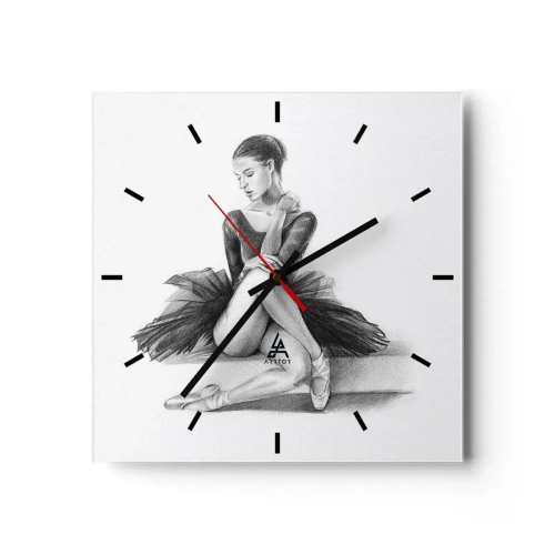 Horloge murale - Pendule murale - Un croquis d'une ballerine dans un style subtil et classique - 30x30cm - Envoutée par la danse - Décoration murale moderne pour le salon et la chambre ARTTOR