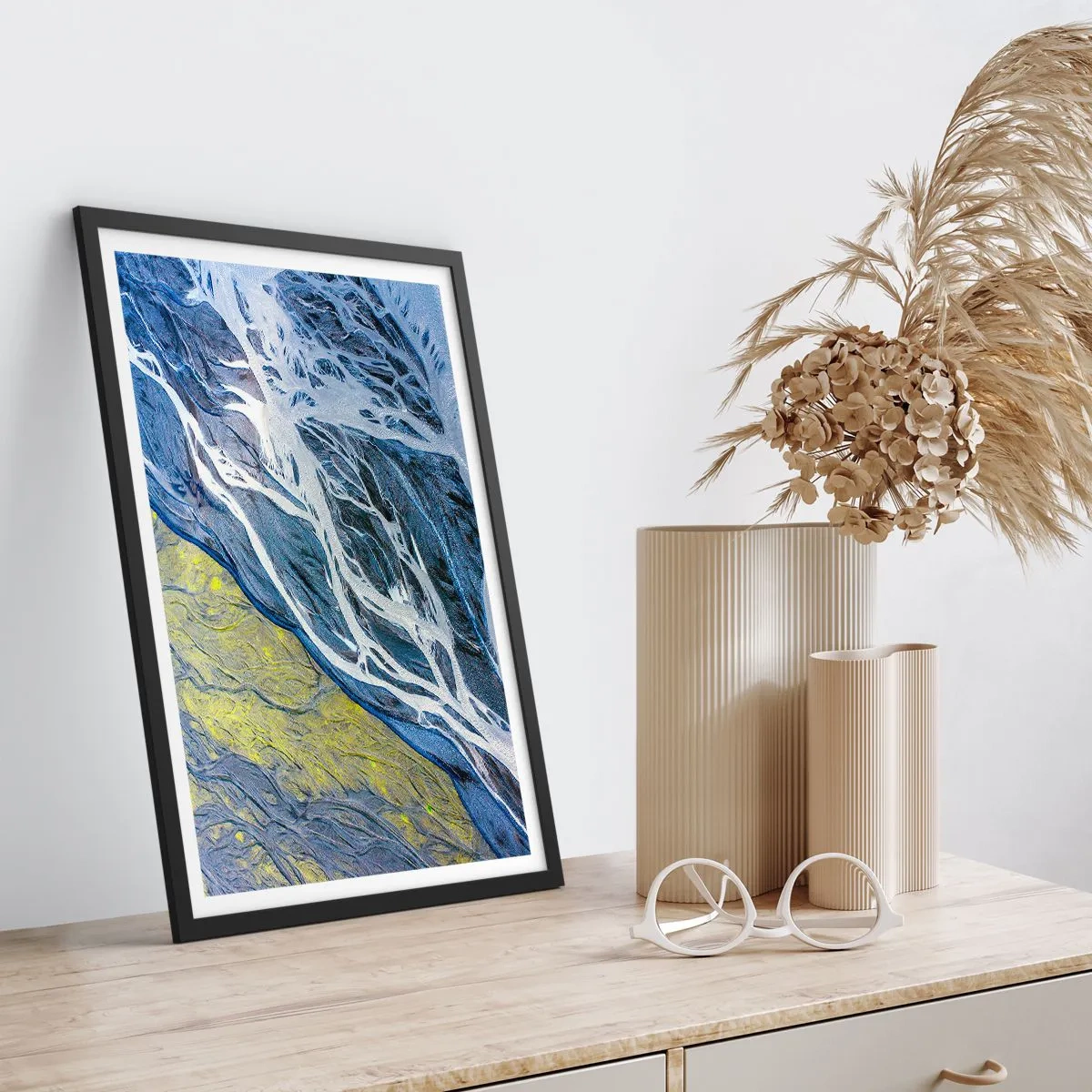 Affiche dans un cadre noir - Poster - Peintures rupestres de la nature - 70x100 cm