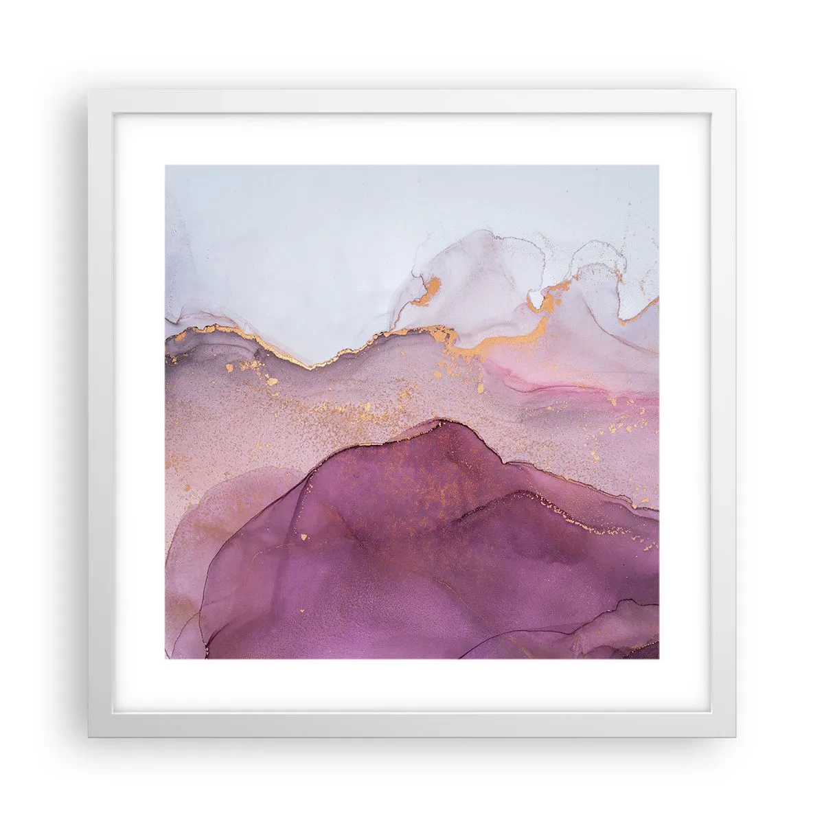 Affiche dans un cadre blanc - Poster - Vagues lilas et violettes - 40x40 cm