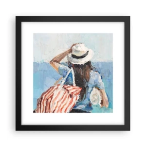 Affiche dans un cadre noir - Poster - Bienvenue à vos vacances - 30x30 cm