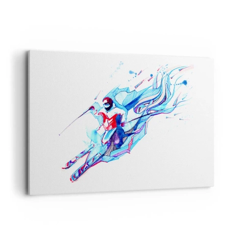 Impression sur toile - Image sur toile - Cavalier abstrait aux couleurs dynamiques - 120x80cm - Ruée folle vers la joie - Décoration murale moderne pour le salon et la chambre ARTTOR