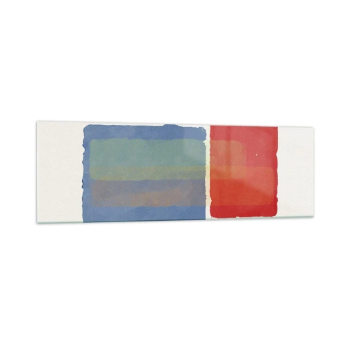 Impression sur verre - Image sur verre - Composition géométrique avec des blocs et des lignes colorés - 160x50cm - Esprit et lettre de la géométrie - Décoration murale moderne pour le salon et la chambre ARTTOR