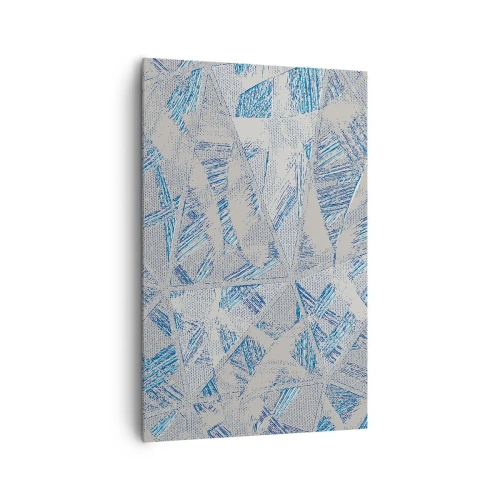 Impression sur toile - Image sur toile - Motifs géométriques dans les tons de bleu et de gris - 80x120cm - Dans un labyrinthe bleu-gris - Décoration murale moderne pour le salon et la chambre ARTTOR