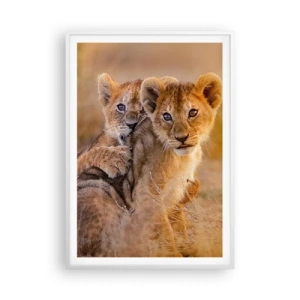 Affiche dans un cadre blanc - Poster - Ne pas déranger! On s'amuse - 70x100 cm