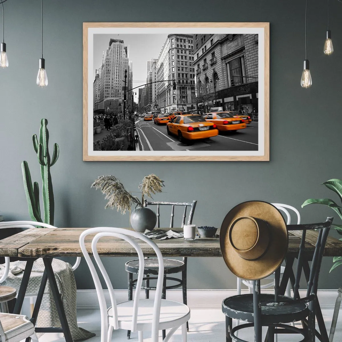 Affiche dans un chêne clair - Poster - Soleil des grandes villes - 50x40 cm