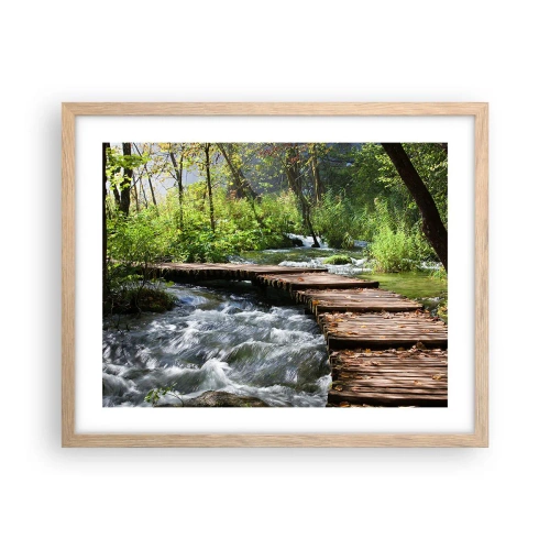 Affiche dans un chêne clair - Poster - Au-dessus de la cascade mousseuse - 50x40 cm