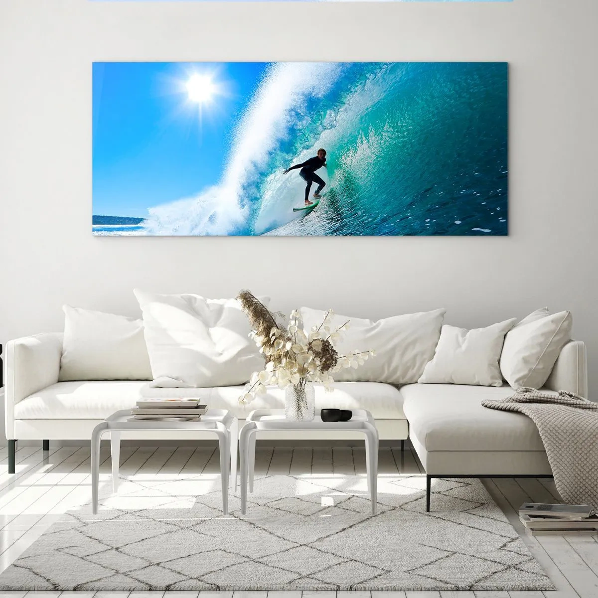 Impression sur verre - Image sur verre - A travers le grand ciel bleu - 100x40 cm