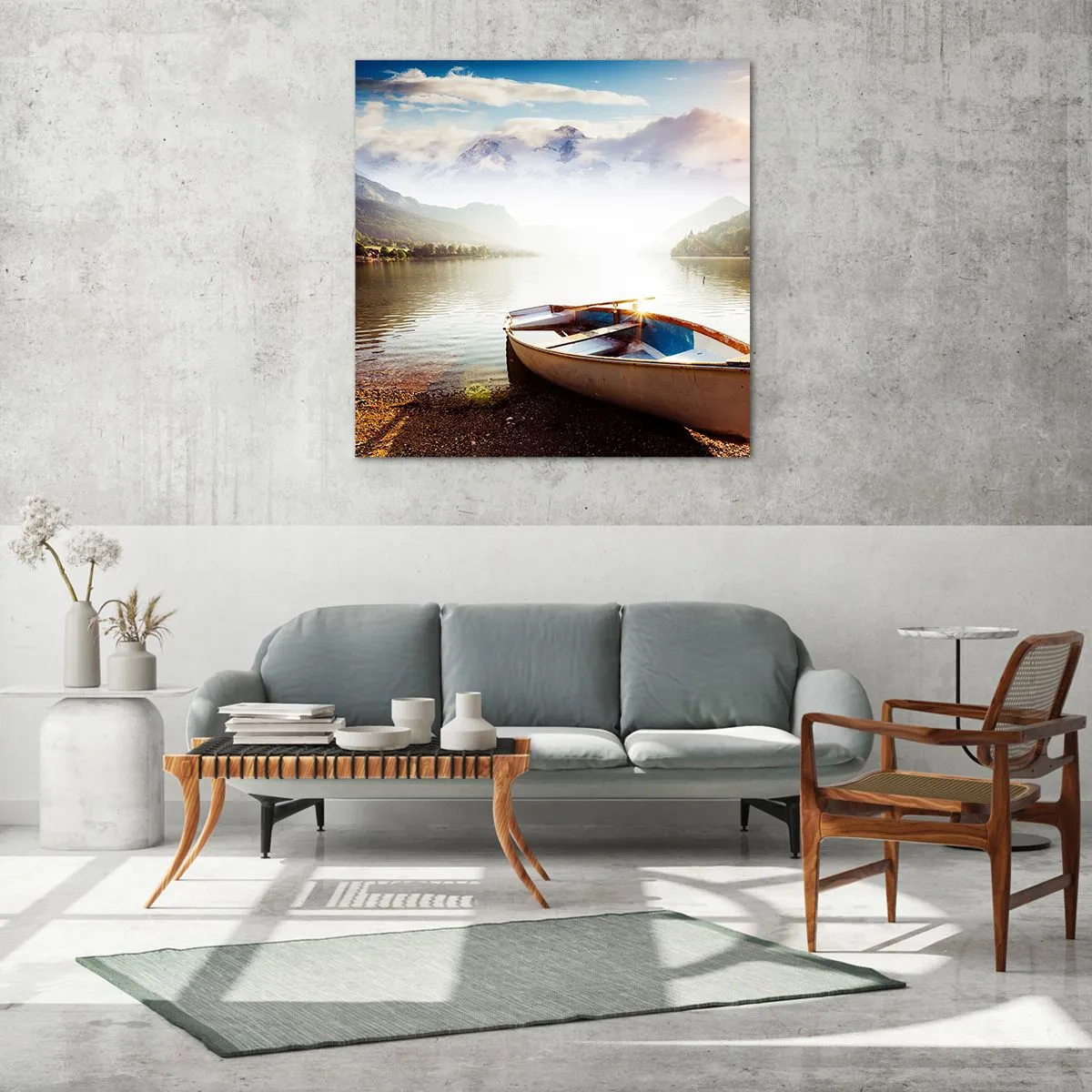 Impression sur verre - Image sur verre - Au bord de la grande et limpide eau - 70x70 cm