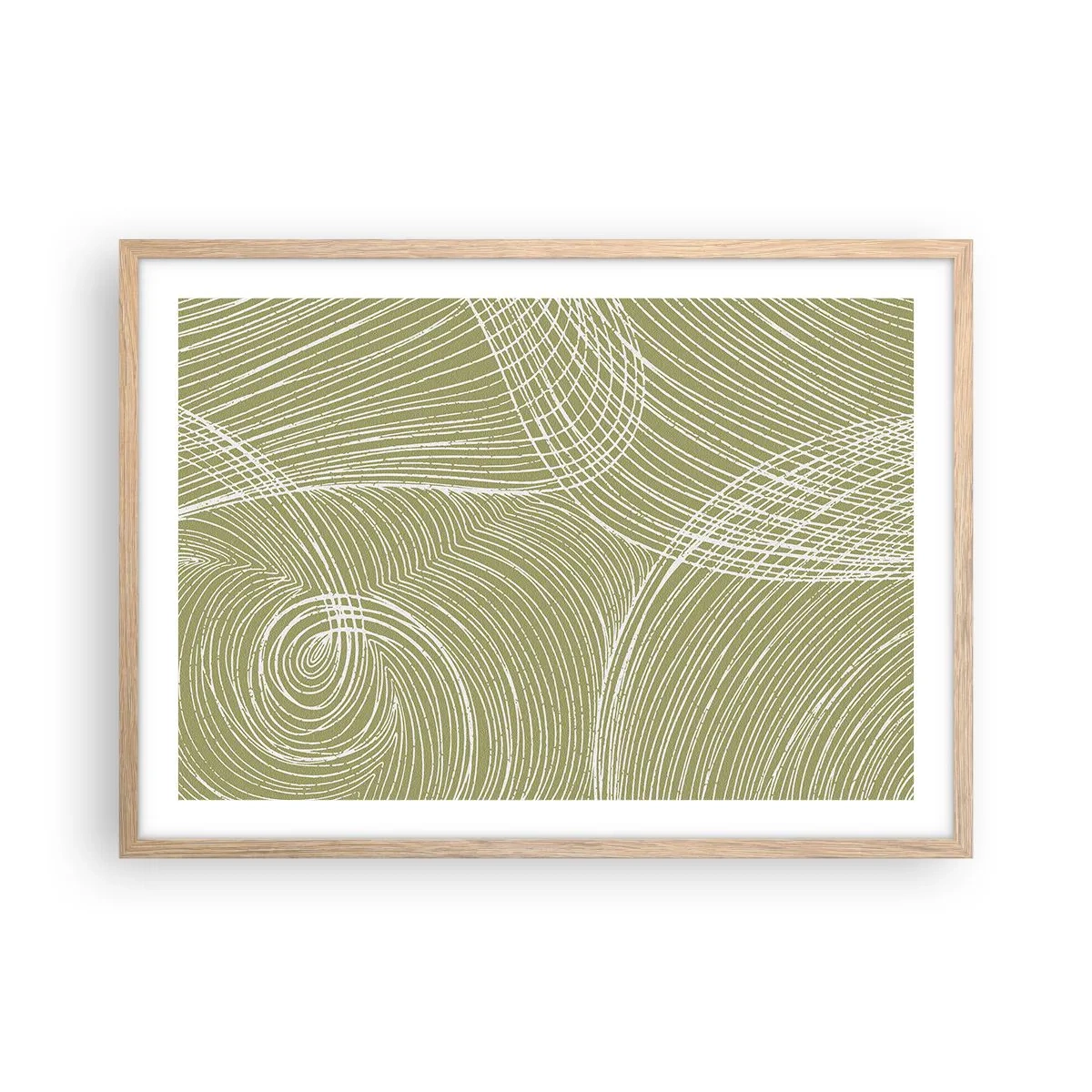 Affiche dans un chêne clair - Poster - Abstraction complexe de blanc - 70x50 cm