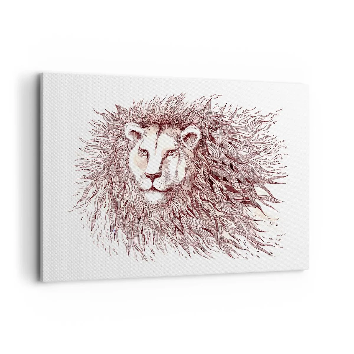 Impression sur toile - Image sur toile - Aquarelle artistique d'un lion avec une crinière détaillée - 100x70cm - Un souverain fougueux - Décoration murale moderne pour le salon et la chambre ARTTOR