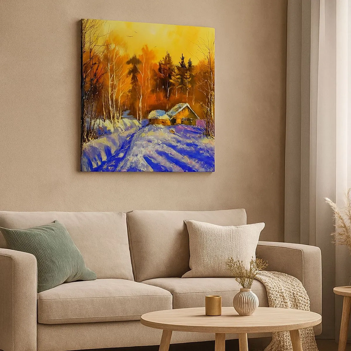 Impression sur toile - Image sur toile - Impression d'hiver au soleil - 30x30 cm