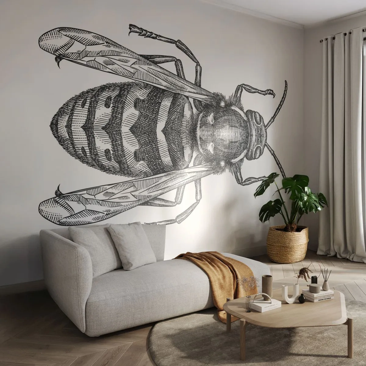Papier Peint Photo Premium Canvas - D'une planète d'insectes - Guêpe, Insecte, Minimaliste - 250x175 cm