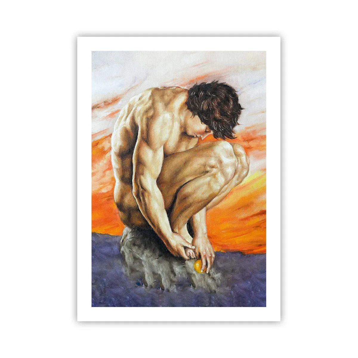 Affiche - Poster - Homme au travail, gros plan de la silhouette - 50x70cm - Plongé dans ses pensées - Décoration murale moderne pour le salon et la chambre ARTTOR