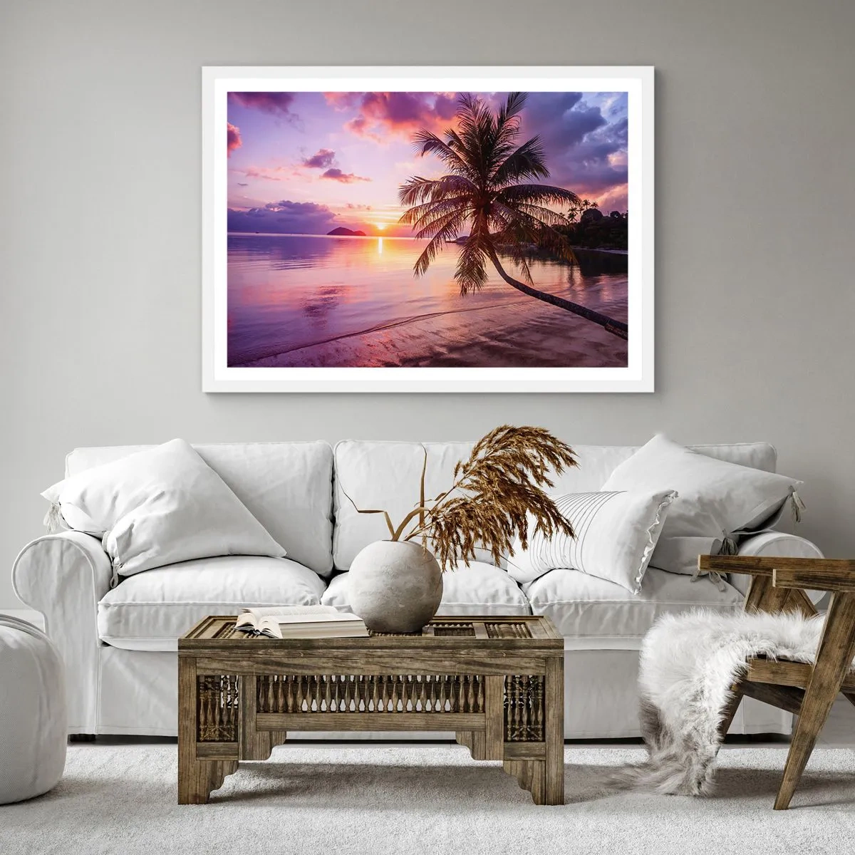 Affiche dans un cadre blanc - Poster - Le bonheur à l'horizon - 40x40 cm