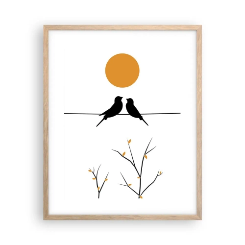 Affiche dans un chêne clair - Poster - Soirée pour rossignols - 40x50 cm